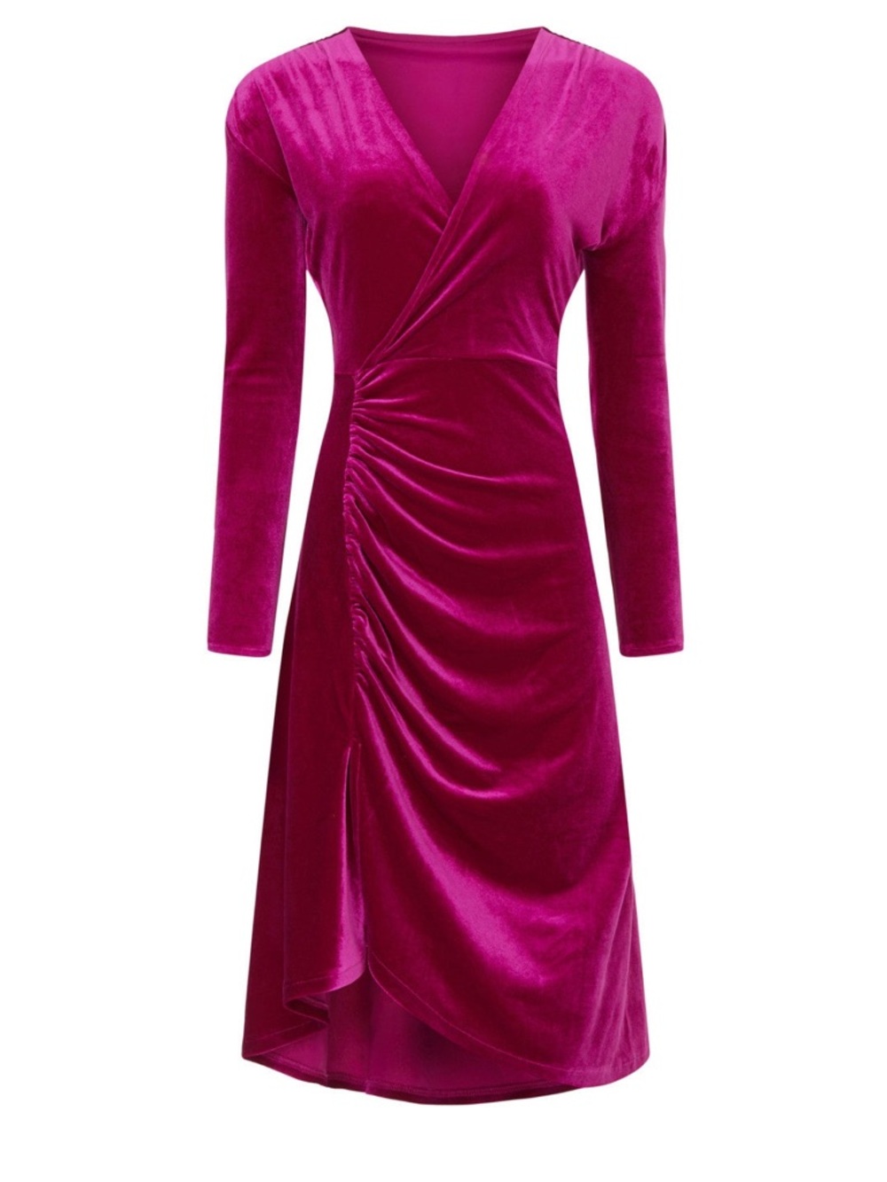 Atlein Pink Velvet Ruched Dress,‎ Size: M
